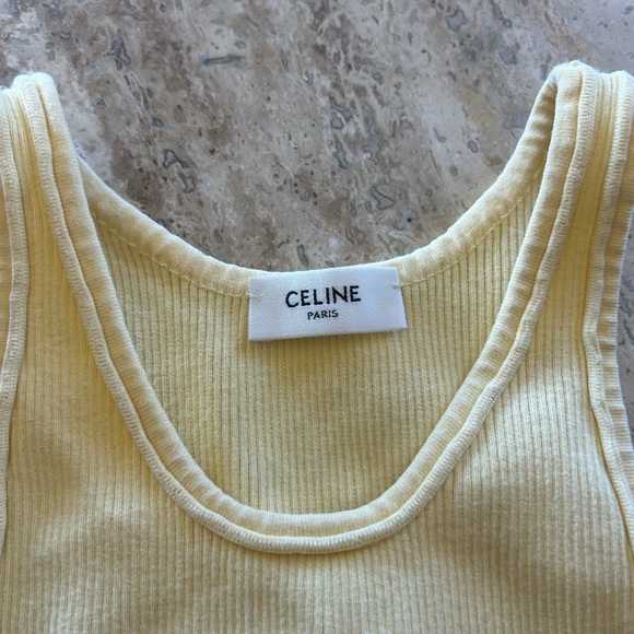 Celine Authentic 2021 athletic yellow crop top racer back tank | Size S - Picture 5 of 16